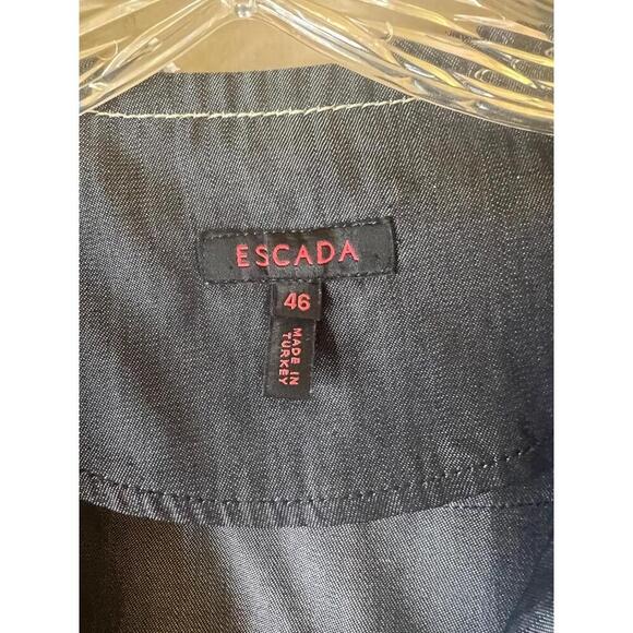Escada Denim Like Button Front Notched Collar Short Sleeve Light Jacket 46 - Picture 3 of 8
